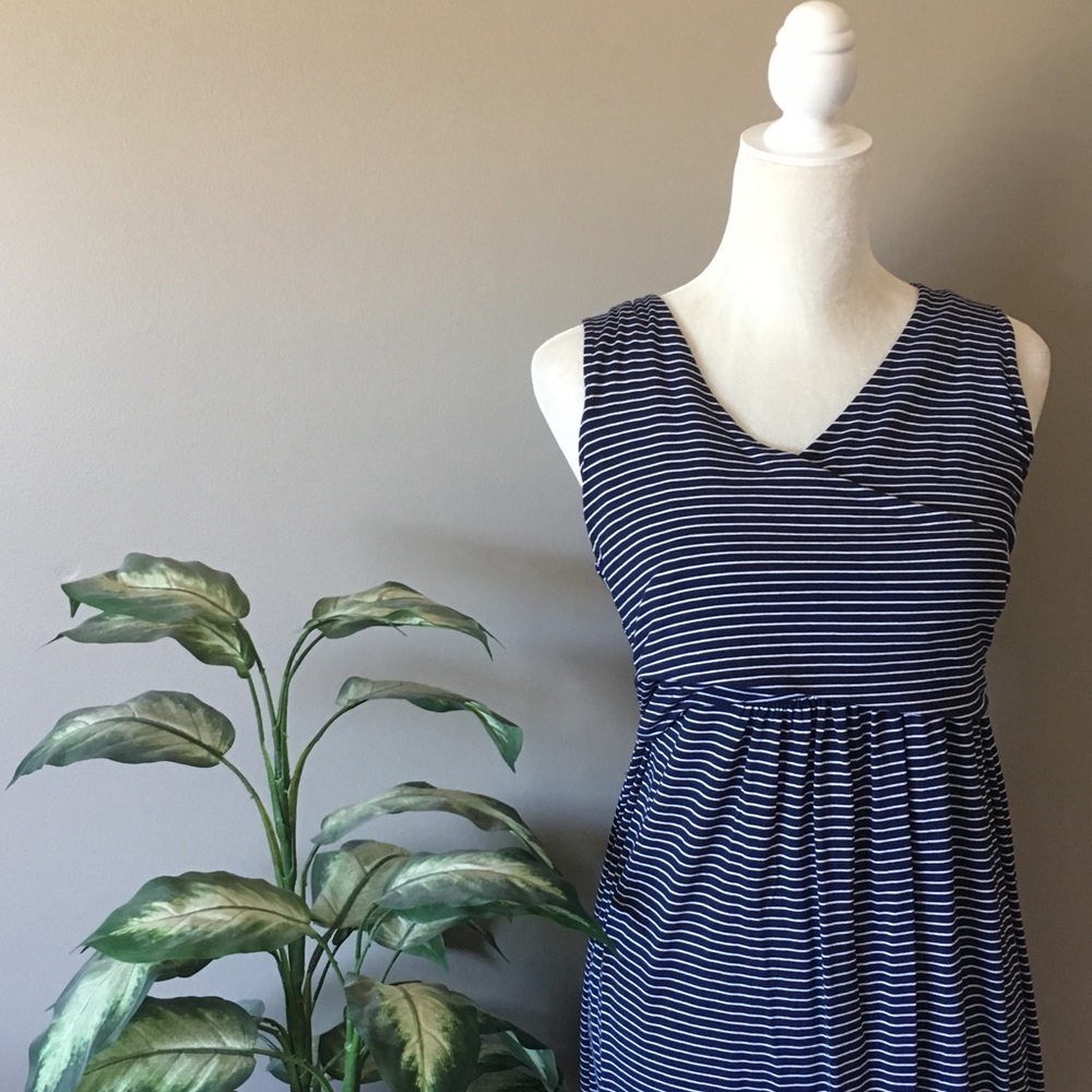 Navy Blue and White Striped Gap Dress- NWT
